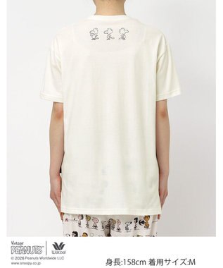 WACOAL PEANUTS トップス 4分袖 Tシャツ 綿100%(本体) スヌーピー レディース FTT168 /ワコール アイボリー