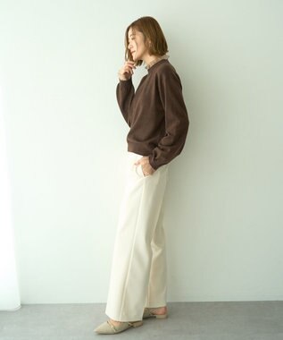 YECCA VECCA 2wayフリルクルーネックニット Brown