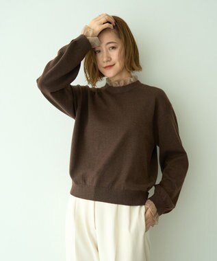 YECCA VECCA 2wayフリルクルーネックニット Brown