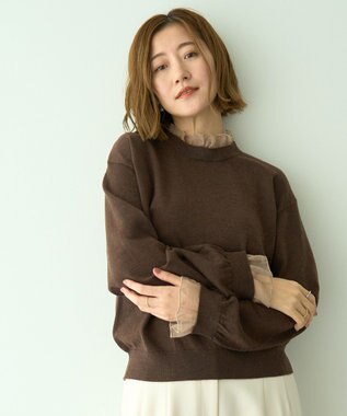 YECCA VECCA 2wayフリルクルーネックニット Brown