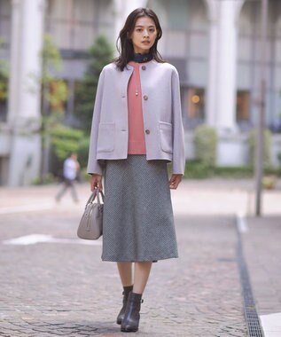J.PRESS LADIES L 【洗える】SEMI WORSTED WOOL クルーネック ニット ピンク系