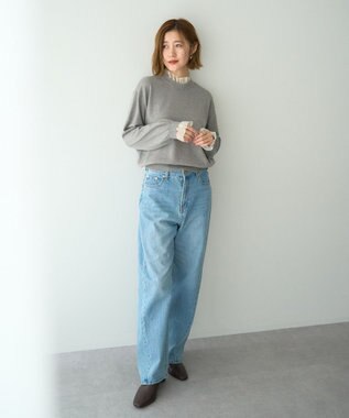 YECCA VECCA 2wayフリルクルーネックニット Gray