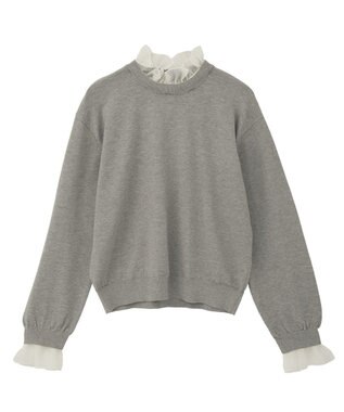 YECCA VECCA 2wayフリルクルーネックニット Gray