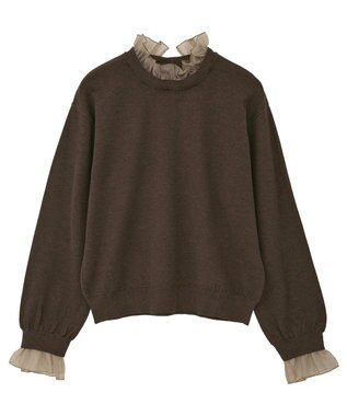 YECCA VECCA 2wayフリルクルーネックニット Brown