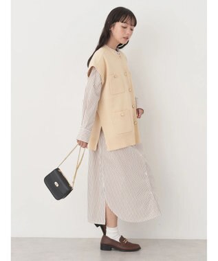 earth music&ecology 金ボタンニットベスト Beige