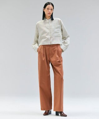 BEIGE， 【洗える】KNOX / ショート丈バンドカラーシャツ Sage St