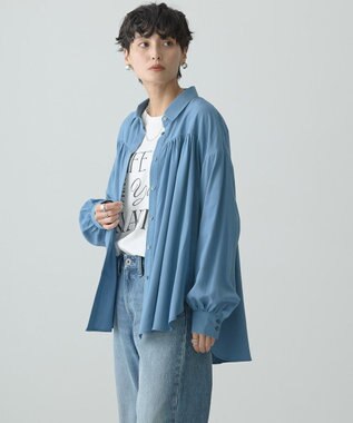 AMERICAN HOLIC バックＶギャザーブラウス Blue