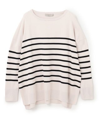 UNFILO マイビューティニット ボートネック アイボリー×ブラック