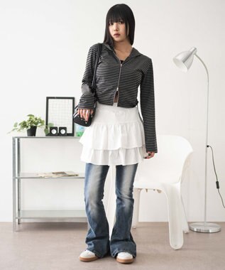 WEGO 【ウエストゴム】カットフリルスカパン ホワイト