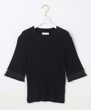ANY SIS 【洗える】シアーディテール ニット ブラック