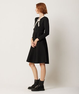 TOCCA 【洗える】BAR RIBBON KNIT DRESS ニットドレス ブラック×アイボリー系