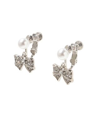 Maison de FLEUR リボンビジューイヤリング Silver