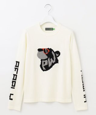PW CIRCULUS 【WOMEN】【洗える】ベアフェイスモチーフ クルーネック ニット ホワイト系