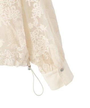 Green Parks オーガン刺繍比翼シャツ Ecru