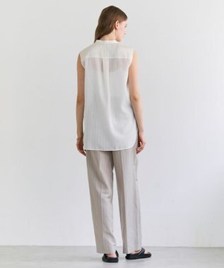 BEIGE， GOSHE / サテン切替 シアースタンドブラウス Ecru