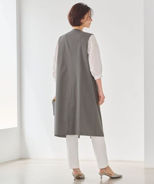 自由区 L 【洗える】テンセルリネンストレッチ ジレ グレー系