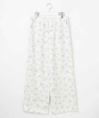 J.PRESS LADIES L 【洗える】ラインフラワープリント ワイドパンツ オフベース系