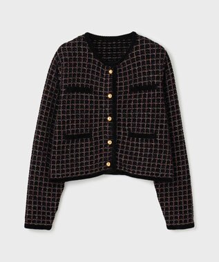 GRACE CONTINENTAL ツイードニットカーディガン ブラック