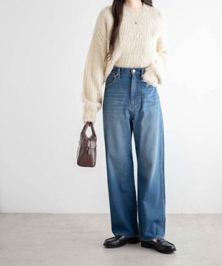 WEGO ルーズストレートデニムパンツ デニム中濃色