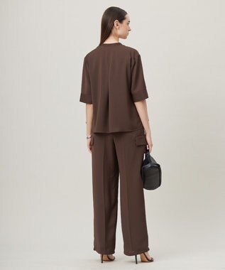 ICB L 【接触冷感・UVケア・吸水速乾・防シワ・洗える】 ドレープツイル カーゴパンツ チョコレート系