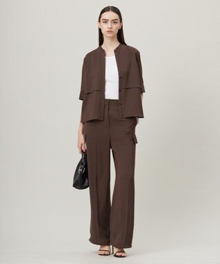 ICB L 【接触冷感・UVケア・吸水速乾・防シワ・洗える】 ドレープツイル カーゴパンツ チョコレート系