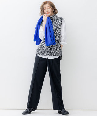 23区 ウールミルドジャージー セミワイド パンツ ブラック系