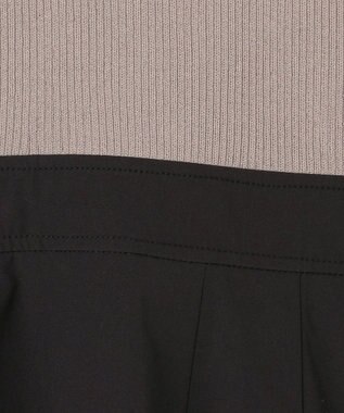 Feroux 襟付きドッキング ワンピース グレージュ×ブラック系