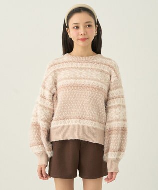 earth music&ecology フェザーヤーンノルディックプルオーバー Beige