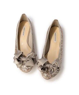 MODE ET JACOMO <MODE ET JACOMO>ラウンドリボンバレエシューズ ゴールドメタリック