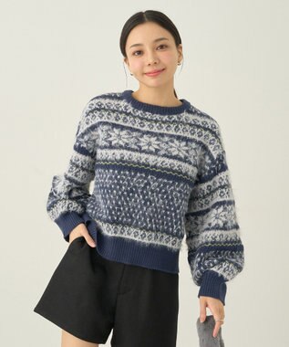 earth music&ecology フェザーヤーンノルディックプルオーバー Navy