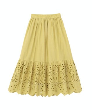 Green Parks ペチ付スカラップ刺しゅうスカート Yellow