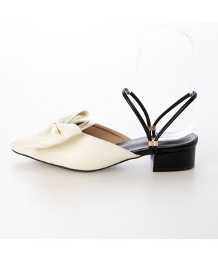 MODE ET JACOMO <noyau>2WAYリボンストラップミュールパンプス ホワイトコンビ