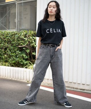 WEGO 【ユニセックス着用ITEM/SMLサイズ展開】デニムルーズフレアパンツ グレー