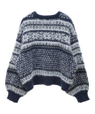 earth music&ecology フェザーヤーンノルディックプルオーバー Navy