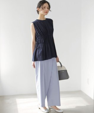 組曲 【先行予約】シアーリンクルクロス ティアードブラウス ネイビー系