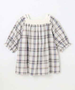 組曲 KIDS 【150-160㎝】プランタンチェック ブラウス ベージュ