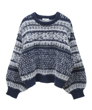 earth music&ecology フェザーヤーンノルディックプルオーバー Navy