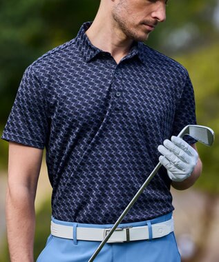 ZERO HALLIBURTON 【吸水速乾・UVケア】 ZHモノグラムジャガードポロシャツ ZHG-M5S6 82951 ブラック