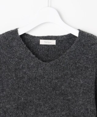 Feroux ニット×ティアードレース スカート グレー系