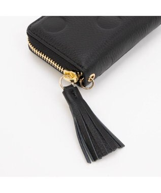 UNBILLION ペルケ perche / ドット型押し・ジャバラチャームウォレットショルダー ブラック