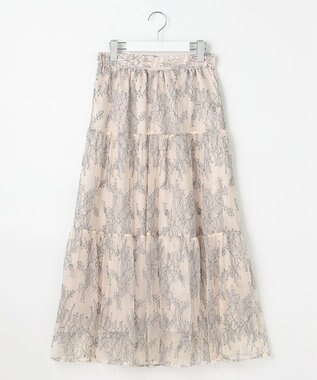 Feroux ニット×ティアードレース スカート グレー系