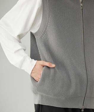 UNFILO MENS スウェットライク ジップベスト [24年秋冬商品] ライトグレー