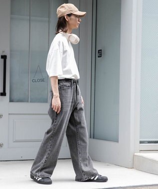 WEGO 【ユニセックス着用ITEM/SMLサイズ展開】デニムルーズフレアパンツ グレー