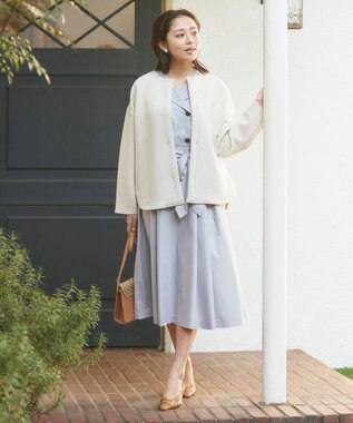 Feroux トレンチ風 ワンピース ブルーグレー系