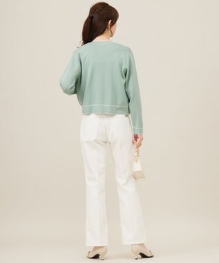 ANY SIS 【アンサンブル対応】バイカラーニット カーディガン ミント×オフ