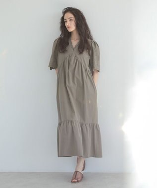 Green Parks ■ＥＳＣＡＲ　刺繍スリーブギャザーワンピース Khaki