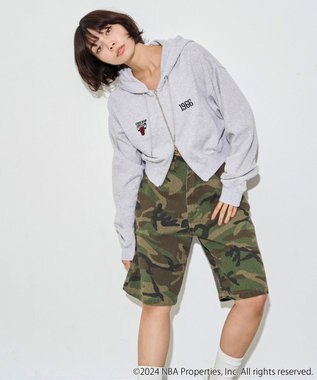 WEGO 別注NBAショートWZIPパーカー 杢グレー