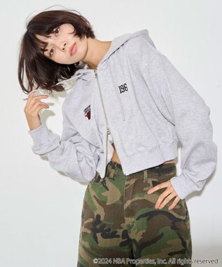 WEGO 別注NBAショートWZIPパーカー 杢グレー