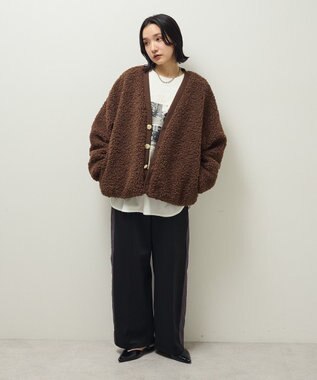 Green Parks Ｖネックボアカーディジャケット Brown