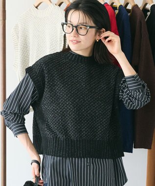 CRAFT STANDARD BOUTIQUE キナリノコラボ/洗える2wayモールニットベスト/24AW Black